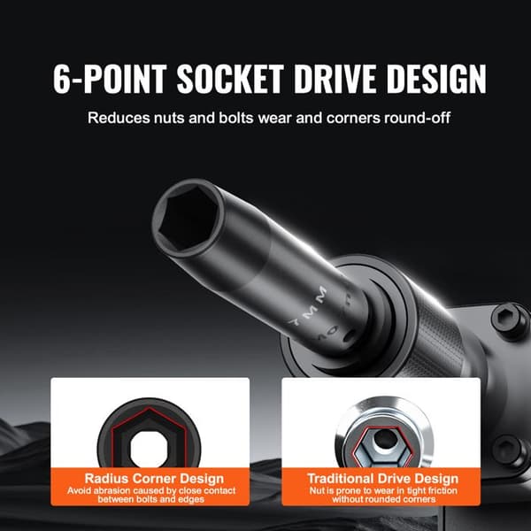 Chock Socket Set-Duoku-1/2" 9 Stykker-29-38 mm Metrisk-Legert Stål Cr-Mo-til Bilreparation-Robust
