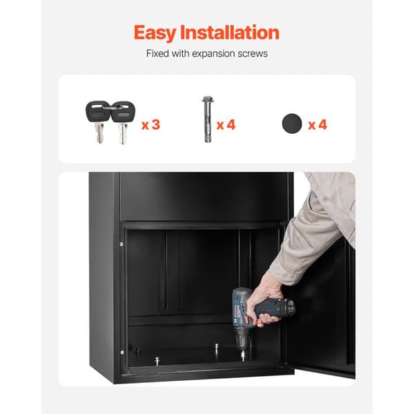 Postkasse - DUOKU - Sikker - Galvaniseret Stål - Sort - 120 cm Svart