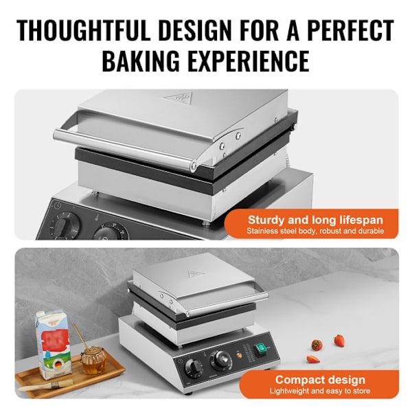 Vaffeljern - DUOKU - HT-2210 - 2000 W - Rustfrit stål - Non-stick pengar