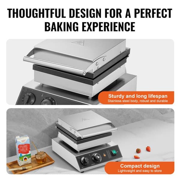 Waffle Maker - DUOKU - HT-2210 - 2000 W - Ruostumaton Teräs - Tarttumaton pengar