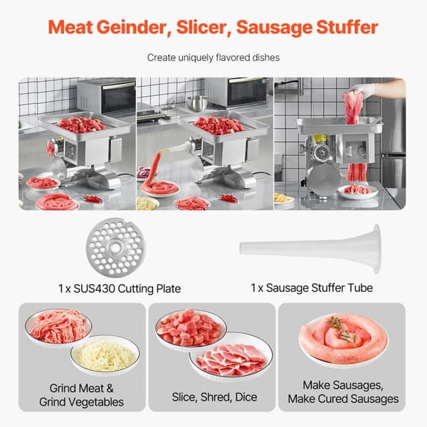 Kødhakker - DUOKU - JQ-90A-12 - 11 Lbs/Min - 700W - Rustfrit Stål