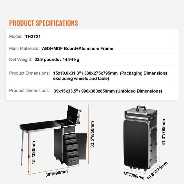 Professionel Makeup Taske-Duoku-Extra Stor Makeup Kuffert-Rejsemakeup Organizer med Hjul