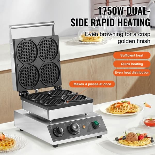 Vaffeljern - DUOKU - HT-2206B - 1750 W - Non-stick - Rustfrit Stål pengar
