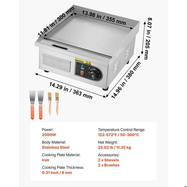 El-rist - DUOKU - YS-360-EU - 355X300mm - 2000 W - Støbejern plade 8 mm