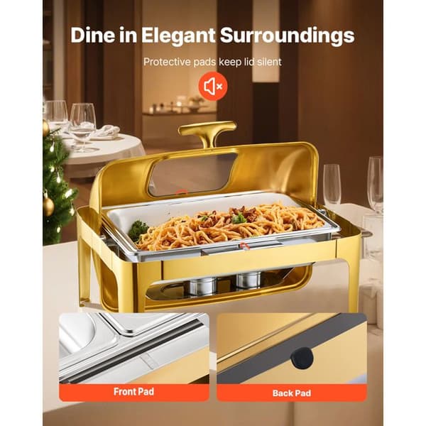 Buffet med varme plader - DUOKU - JZY723KSDJ1/1 - Rustfrit stål - Foldebart låg - 9 pint