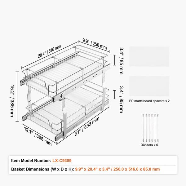 Organizer til skydedøre-Duoku-30,5 cm bred x 53,3 cm dyb-robuste skydereolhylder