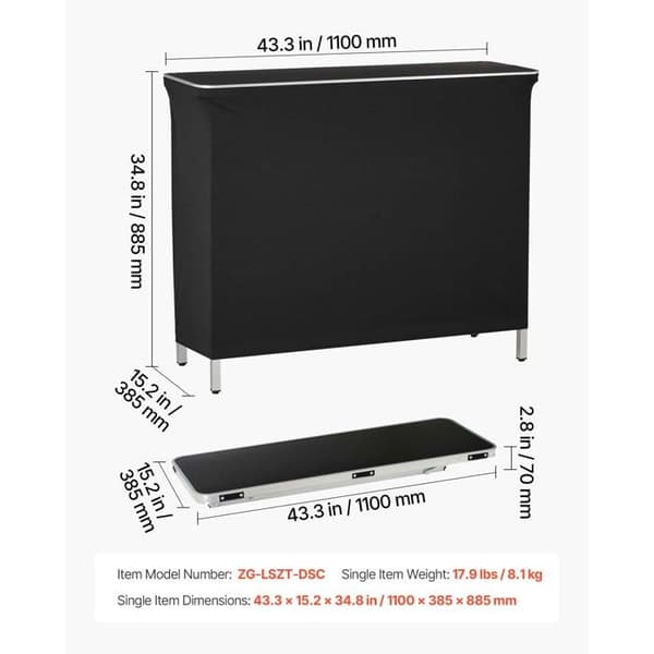Bærbart Sammenklappeligt Bord 1100x385x885 mm - Duoku - Mobil Disk til Begivenheder, Receptioner og Professionelle Messser
