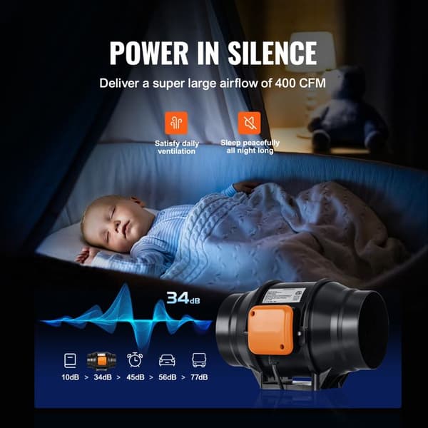 Kanalventilator - DUOKU - GX-06-150 - 152,4 mm - 400 CFM - Stille