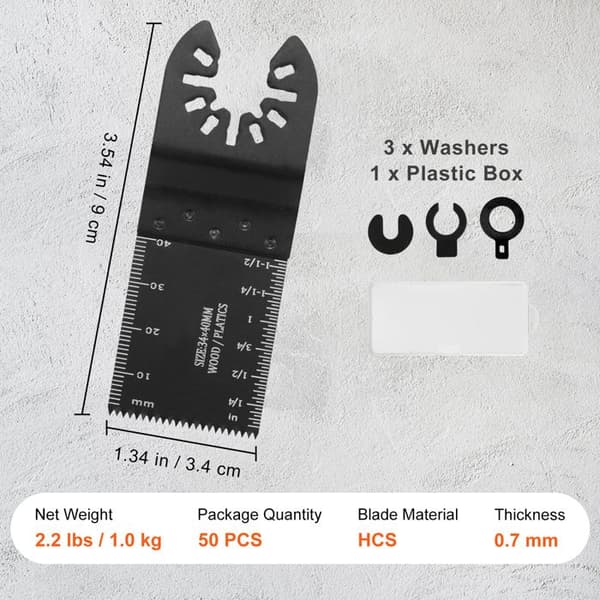 Oscillerande Sågblad-Duoku-50 PCS Kit-Universella-Multi-Tool Blad-HCS-Blad för Trä, plast, Aluminium