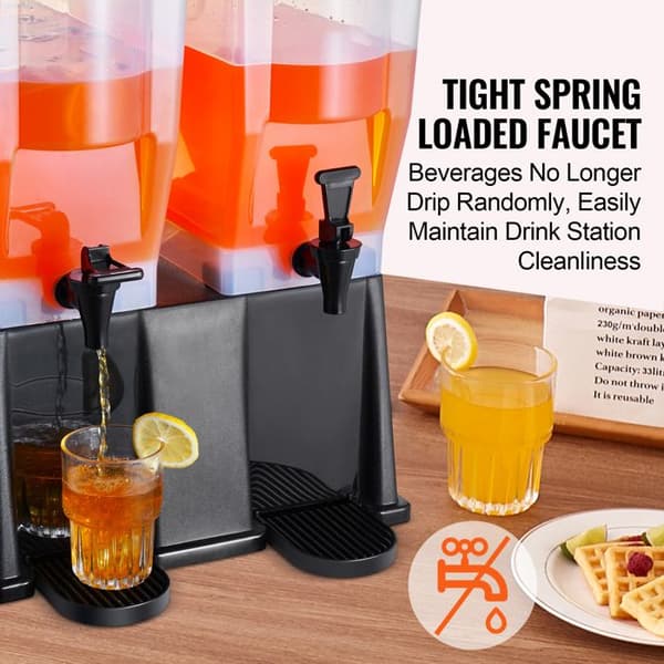 Drycker Distributör - DUOKU - 2 x 3 Gallon - Plast - Stöd och Lock med Kran
