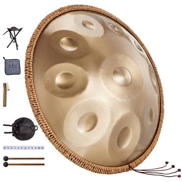 Håndtrommel - DUOKU - 22 Tommer - 10 Noter - D-Mol - 432 Hz - Guld