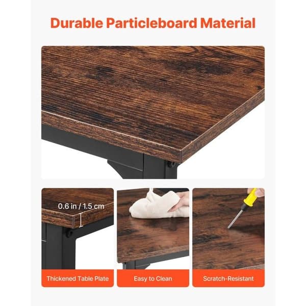 Computerbord 160 x 60 x 75 cm-Duoku-med metalstruktur-med benplads-Brun og sort