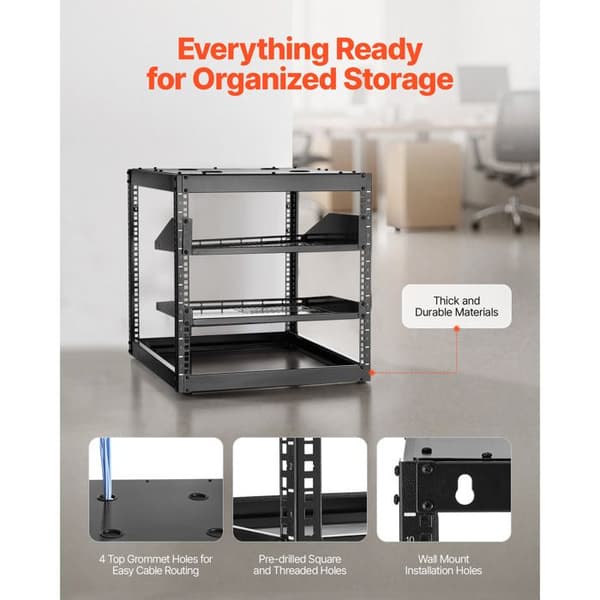 Öppen ram serverrack - DUOKU - SPT-504-10A - 10U - Djup 585 mm - Golvbelastning 500 lb