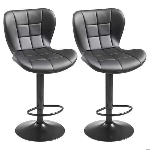 Barstol - DUOKU - 2-pack - PU-läder - Justerbar höjd - Svängbart säte svart