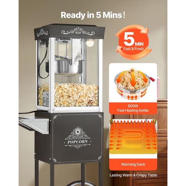 Popcornmaskin - DUOKU - NP08F - 800 W - 0,2 kg - 48 koppar Svart