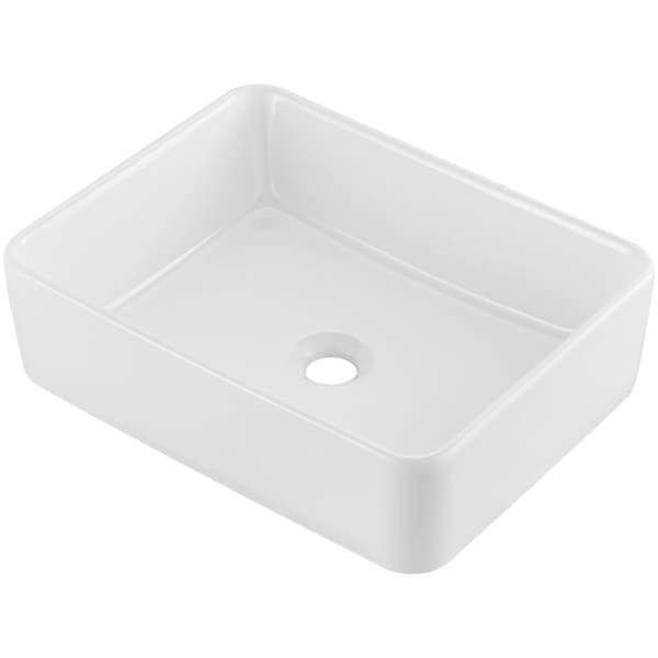 Tvättställ - DUOKU - Rektangulär - Vit Keramik - 19" x 14,7" - Modern Stil Vit