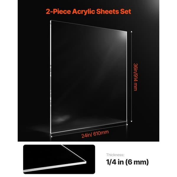 Akrüüliarkki - DUOKU - LX-PMMA-24*36 - 610 x 914 mm - 6 mm - 2 kpl Transparent finish