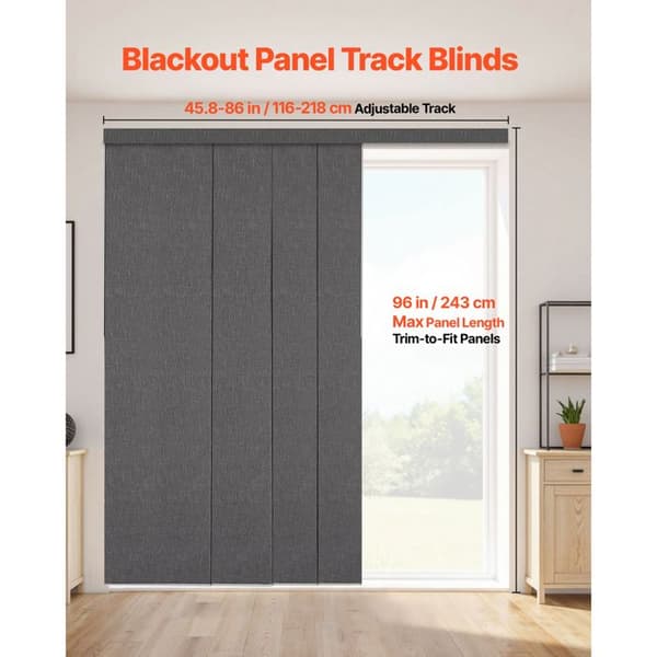 Butik med skyggepaneler - DUOKU - Japansk panel - Justerbar op til 243 cm - Mørkegrå - 100% polyester Mörkgrå