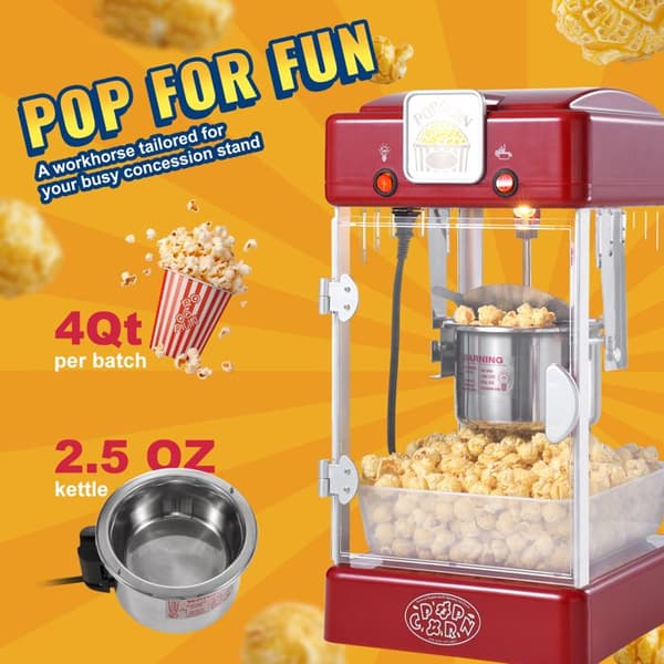 Popcornmaskin - DUOKU - Kettle Popper - 300 W - 2,5 oz - Röd Röd