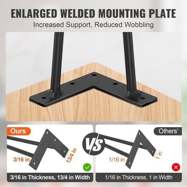 Møbelben - DUOKU - 406 mm - Sæt af 4 - Sort Metal - Belastning 227 kg - Nem montering