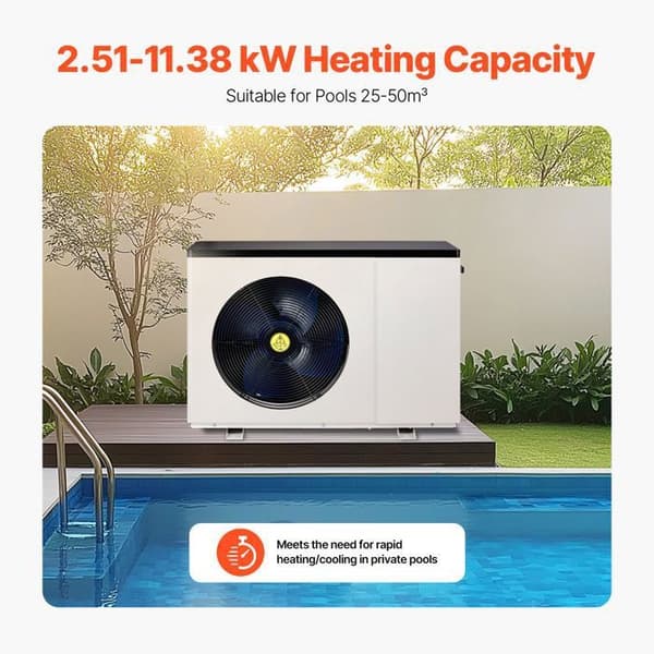 Värmepump - DUOKU - VBPYCE-110 - Pooluppvärmning - 2,51-11,38 kW - Energibesparing