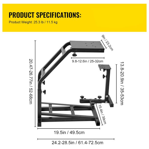 Support til Racing Volant - DUOKU - G29/G27/G25 - Rustfrit Stål - Justerbar - Multi-platform