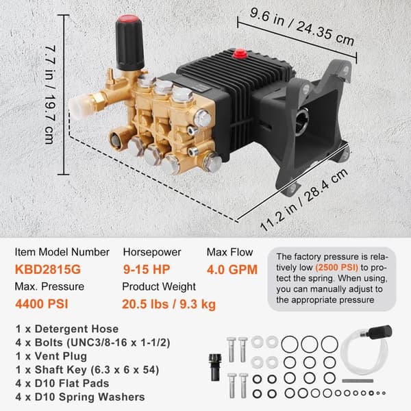 Högtryckstvättpump - DUOKU - GYB-4 - Triplexkolv - 303 bar - 15 L/min