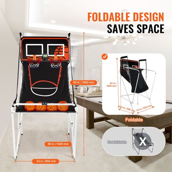 Basketboll Arcade-spel - DUOKU - Fällbar - 2 Spelare - 4 Bollar - 8 Läge - LCD