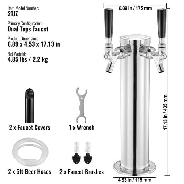 Ölkran - DUOKU - Dubbelkran - Rostfritt Stål - 2,2 kg - 435 mm