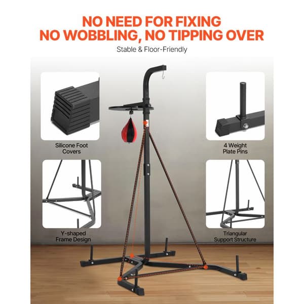 Stödsystem för Slagsäck - DUOKU - 2 i 1 - Solid Stål - Kapacitet 65 kg - Höjdjusterbar Svart