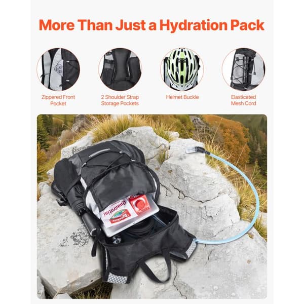 Hydrationsrygsæk - DUOKU - Model SS-69962-2 - 2L Vandpose - Let - Vandtæt svart och silvergrå
