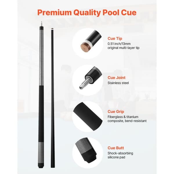 Billard-queue - DUOKU - 1 Kappale - 1473,2 mm - Lasikuitu - Titaan