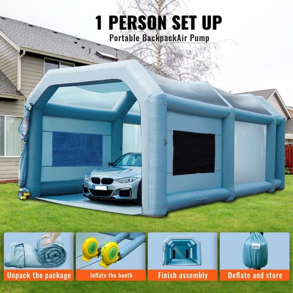 Inflatable Spray Booth-Duoku-Bilmålnings Tält för Bil 7 x 4 x 2,75 m-Filtreringssystem, 2 Fläktar, Vit