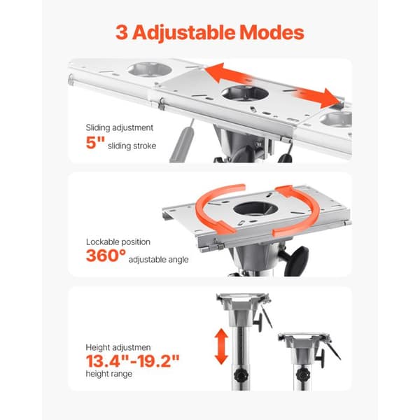 Båtsäte Stativ Höjdjusterbart 34-49 cm - Båtsäte Stöd i Aluminiumlegering med Glidskena