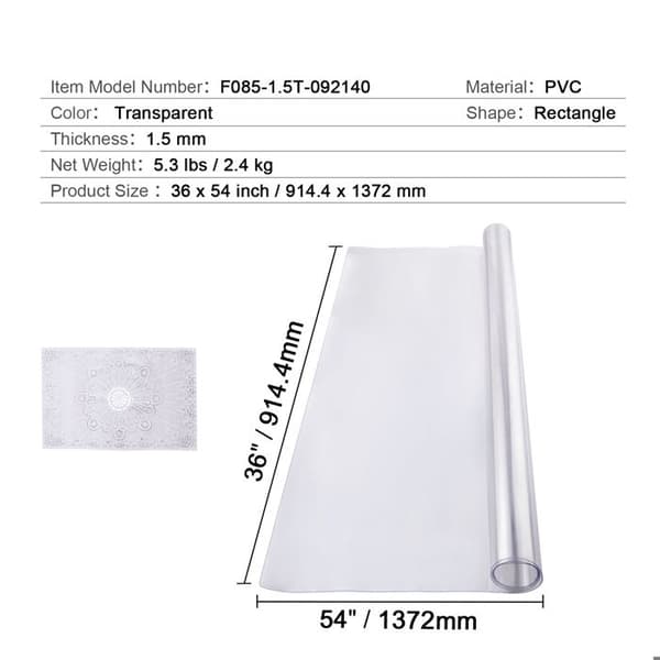 Bordskydd - DUOKU - 91 x 137 cm - Transparent PVC - Vattentät - Rektangulär Transparent