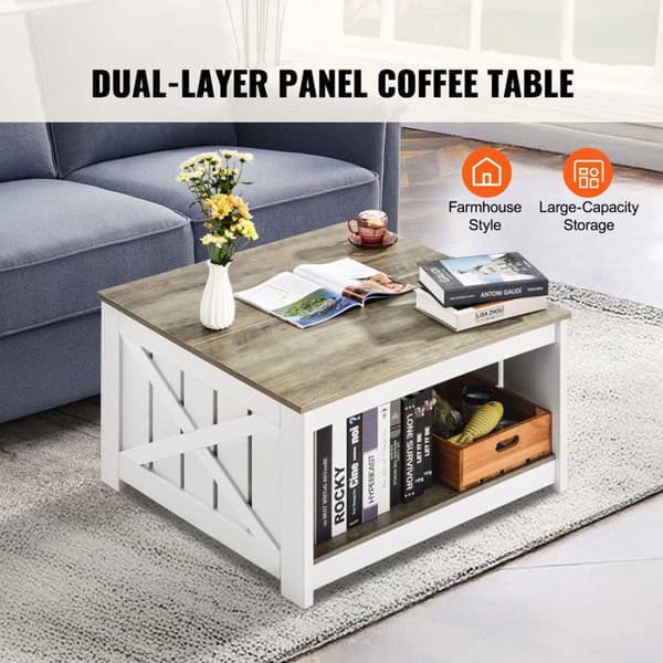 Coffeetable - DUOKU - KLLT-01 - 31,5 tum - Spånskiva - Grå och Vit Grå + Vit