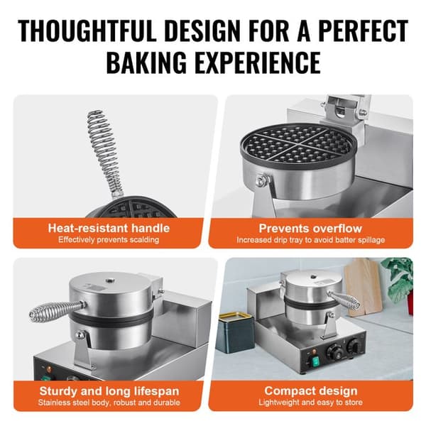 Gaufrier - DUOKU - HT-1 - 1230 W - Rustfrit Stål - Non-stick - Temperaturkontrol pengar