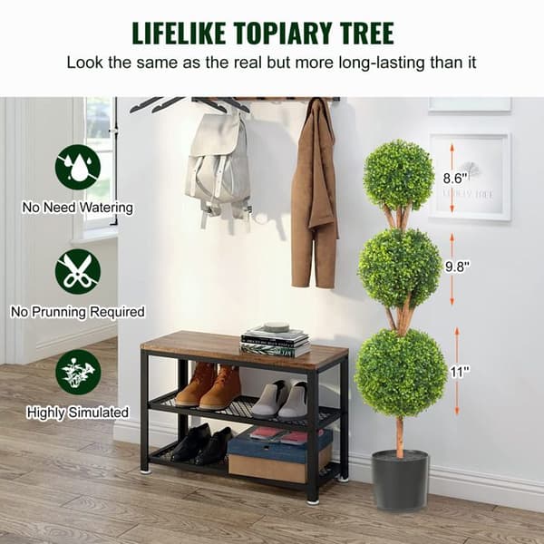 Topiary - DUOKU - 48 tum - 3 konstgjorda växter - Krukor inkluderade - Grön Grön