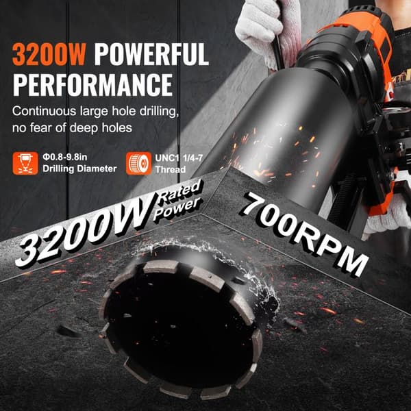 Diamantbor - DUOKU - Z1Z-CF-9235 - 3200 W - Bore 0,8 til 9,8 tommer - Professionel