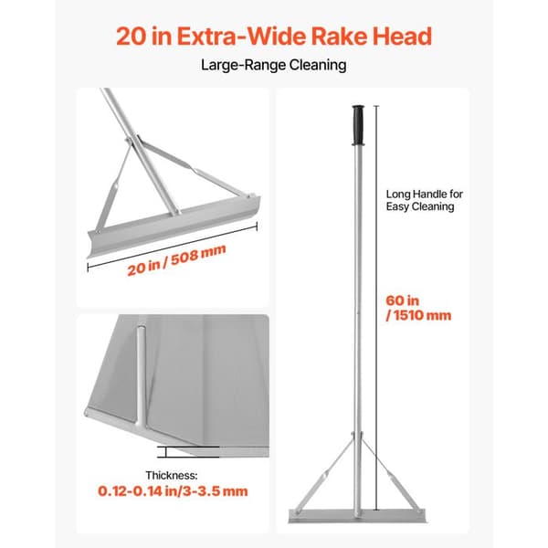 Landskabsrage-Duoku-med 1510 mm Skaft-Bred Hoved på 508 mm-Solid Aluminium Niveller til Jordenivellering