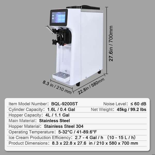 Glassmaskin - DUOKU - BQL-9200ST - 10 L/h - 4 L - Rostfritt Stål 201