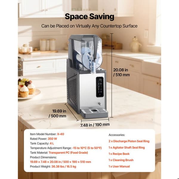 Slush ice maskine - DUOKU - X-40 - 4 L - 350 W - Selvrensende