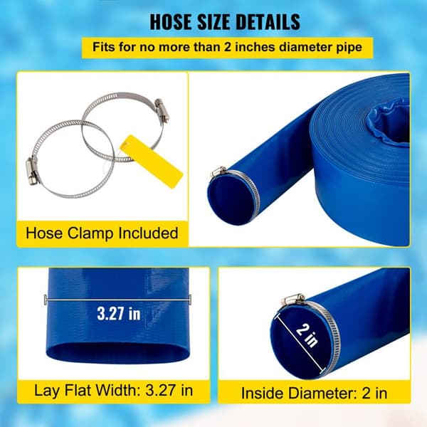 Dräneringsslang - DUOKU - SPDH-8445 - 2" x 105' - PVC - Temperaturbeständig Blå
