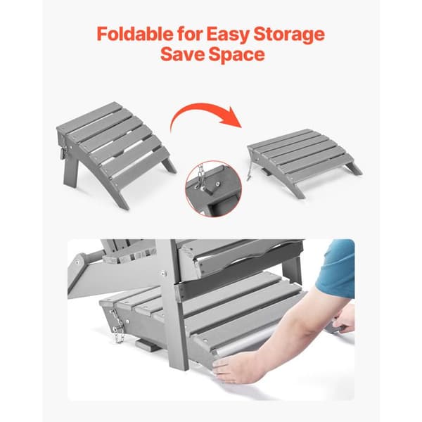 Foldbar Puf - DUOKU - 42 x 47 x 33 cm - HDPE - Vejrbestandig - Have grå