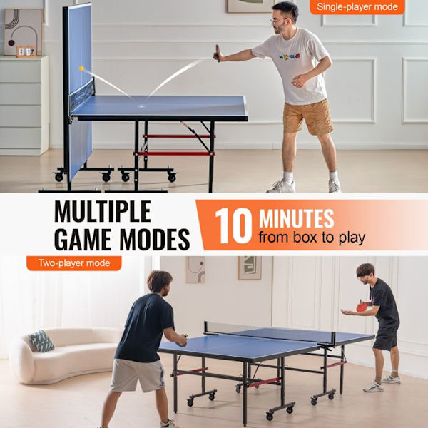 Ping-pong bord - DUOKU - VT002-18 - Indendørs MDF - Foldbart - Hurtigspændingsnet