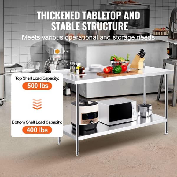 Arbejdsglæde - DUOKU - Fødevareforberedelse - Rustfrit Stål - Højden kan justeres - 1524 mm