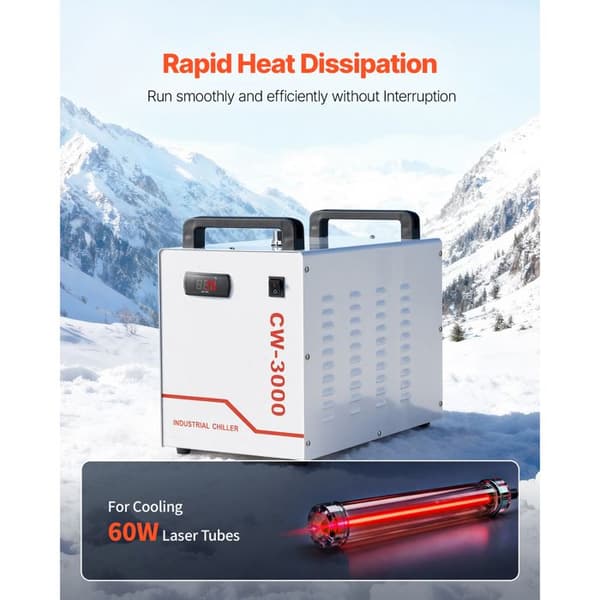 Industriel Vandkøler CW-3000-Duoku-9 L Reservoir-Maksimal Flow på 10 L/min