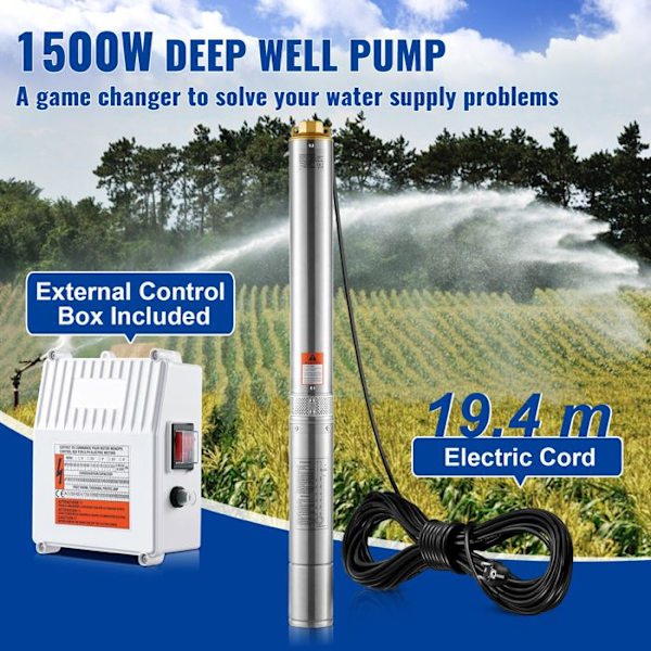 Dykpump - DUOKU - 4SDM6/15 - 1500 W - 9,8 m³/h - Rostfritt Stål