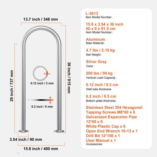 Pooltrappa - DUOKU - 36 x 13 tum - Aluminium - Kapacitet 220 lb - Grå silver