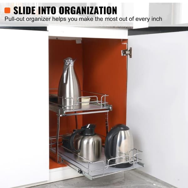 Skab Organizer - DUOKU - Model LX-C9274 - 2 Niveauer - Forkromet Stål - Sølv Pengar